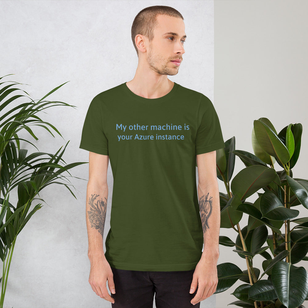 My other machine - Short-Sleeve Unisex T-Shirt (blue text) by DarkByteGear