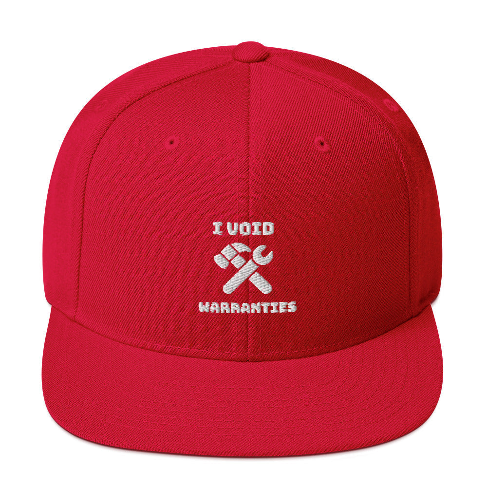 I void warranties - Snapback Hat (white text) by DarkByteGear