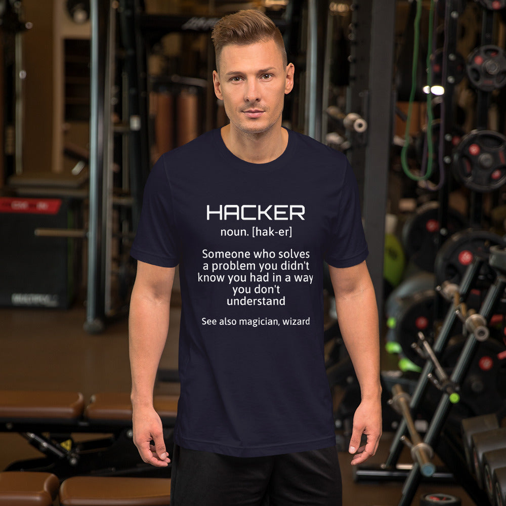 Hacker - Short-Sleeve Unisex T-Shirt (white text) by DarkByteGear