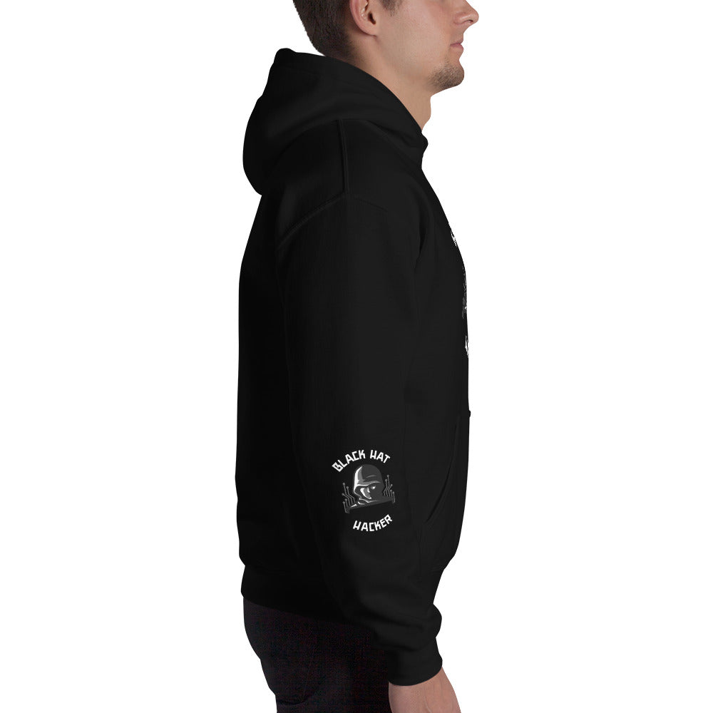 Black Hat Hacker - Unisex Hoodie (print on all sides) by DarkByteGear