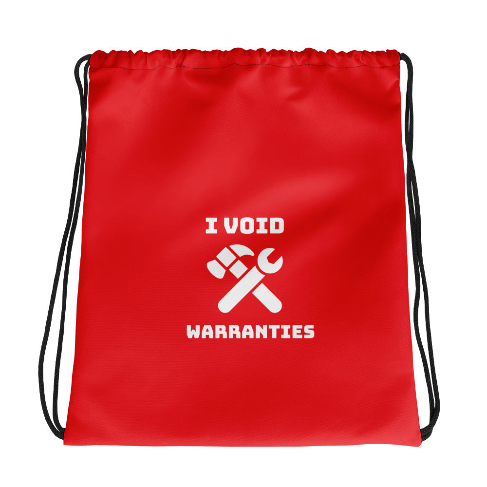 I void warranties - Drawstring bag (red) by DarkByteGear