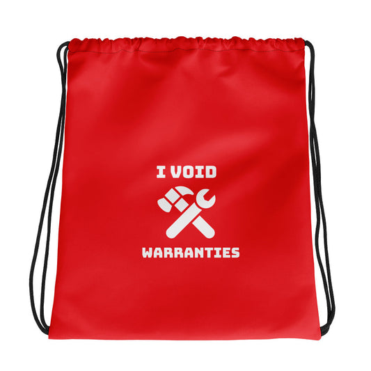 I void warranties - Drawstring bag (red) by DarkByteGear