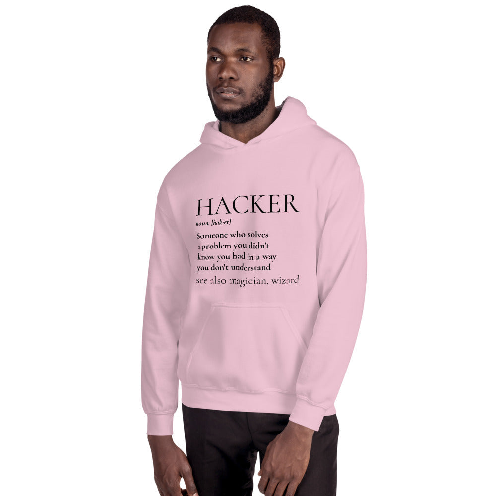 HACKER noun. [hak-er] - Unisex Hoodie (black text) by DarkByteGear