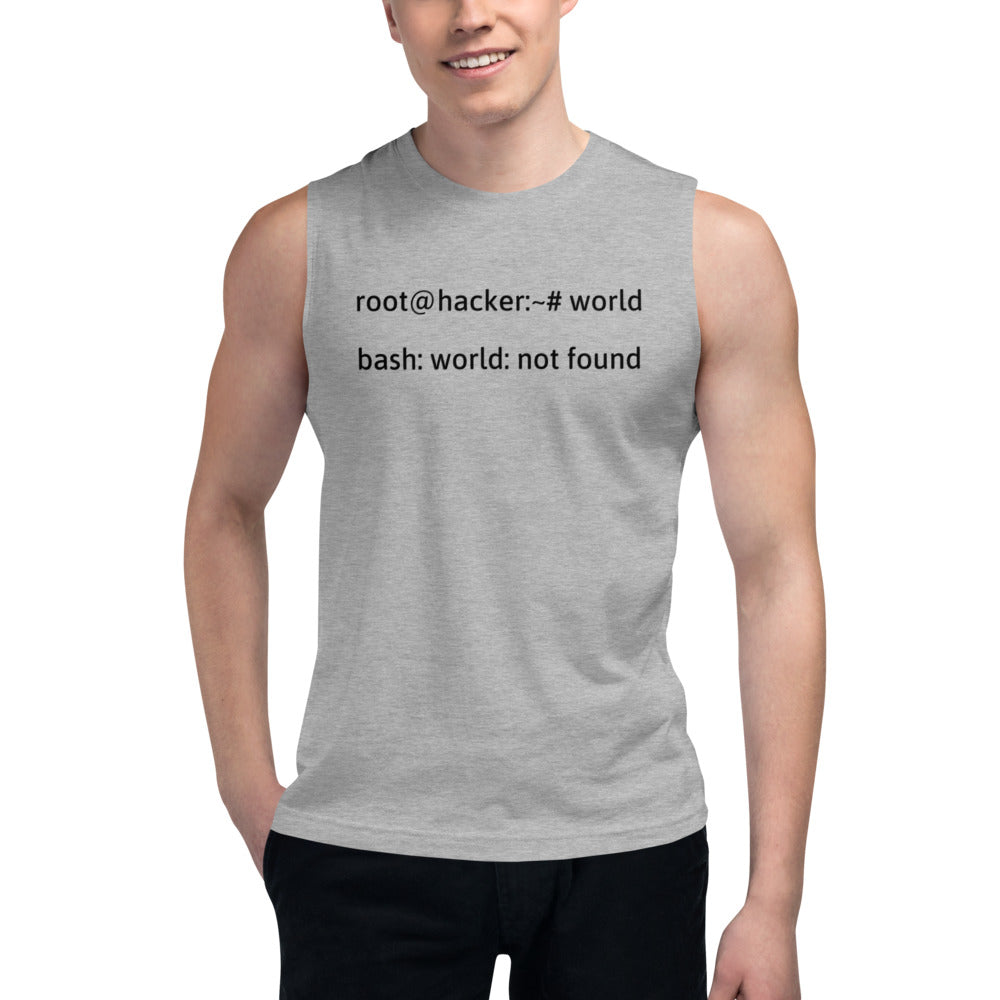 Linux Tweaks - world not found - Muscle Shirt (black text) by DarkByteGear