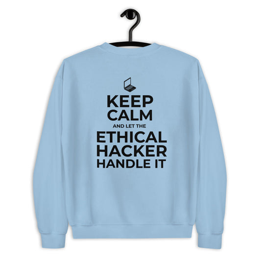 Keep Calm and let the ethical hacker handle it - Unisex Sweatshirt (black text) by DarkByteGear