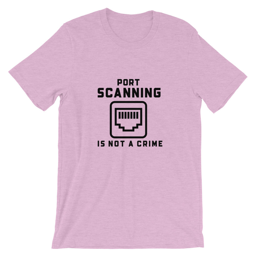 Port Scanning is not a crime - Short-Sleeve Unisex T-Shirt (black text) by DarkByteGear