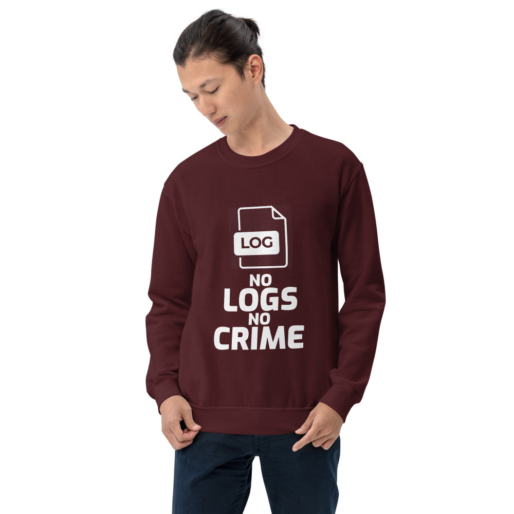 No logs no crime - Unisex Sweatshirt (white text) by DarkByteGear