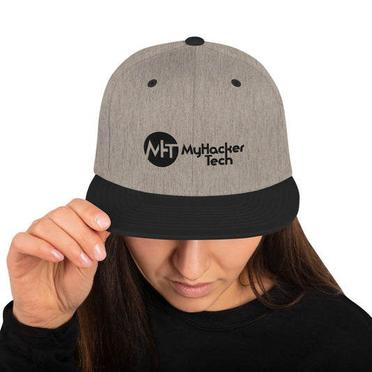 MyHackerTech - Snapback Hat (black text) by DarkByteGear