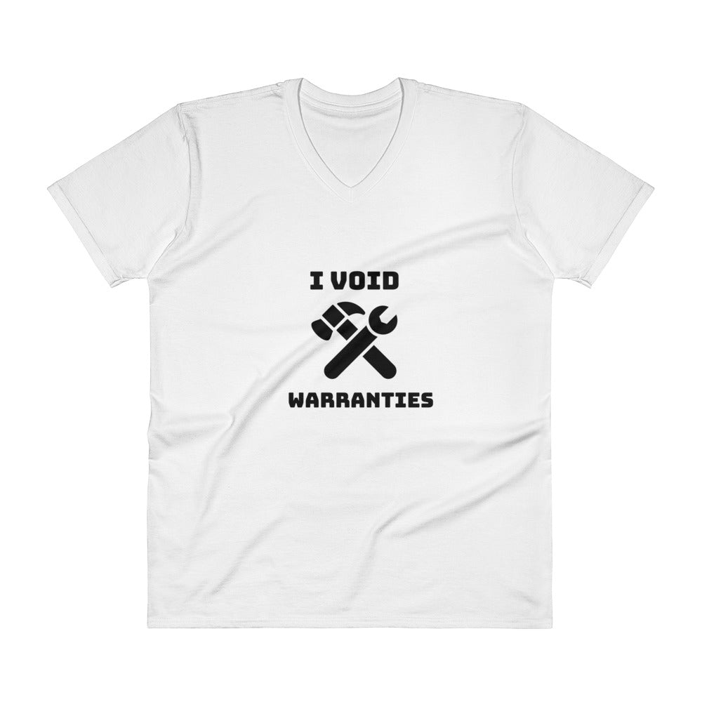 I void warranties - V-Neck T-Shirt (black text) by DarkByteGear