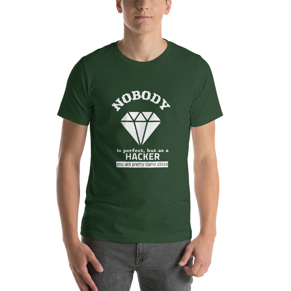 Nobody is perfect but as a hacker you are pretty damn close - Short-Sleeve Unisex T-Shirt by DarkByteGear