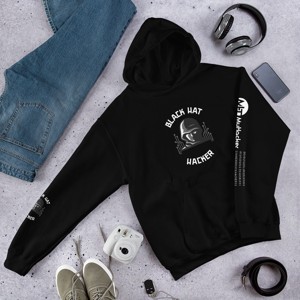 Black Hat Hacker - Unisex Hoodie (print on all sides) by DarkByteGear