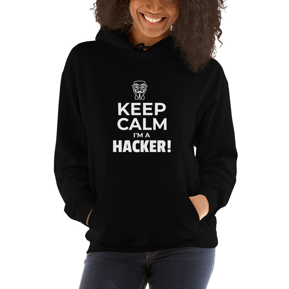 Keep Calm I'm a hacker! - Hooded Sweatshirt (white text) by DarkByteGear