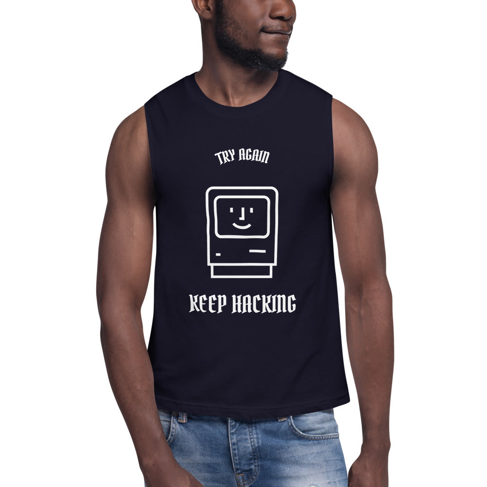 Keep hacking - Muscle Shirt (white text) by DarkByteGear