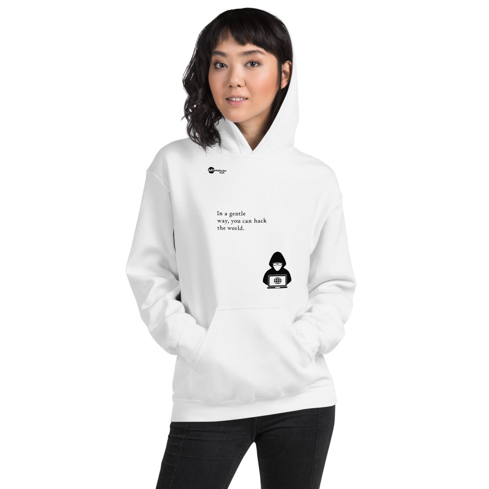 You can hack the world - Hooded Sweatshirt (black text) by DarkByteGear