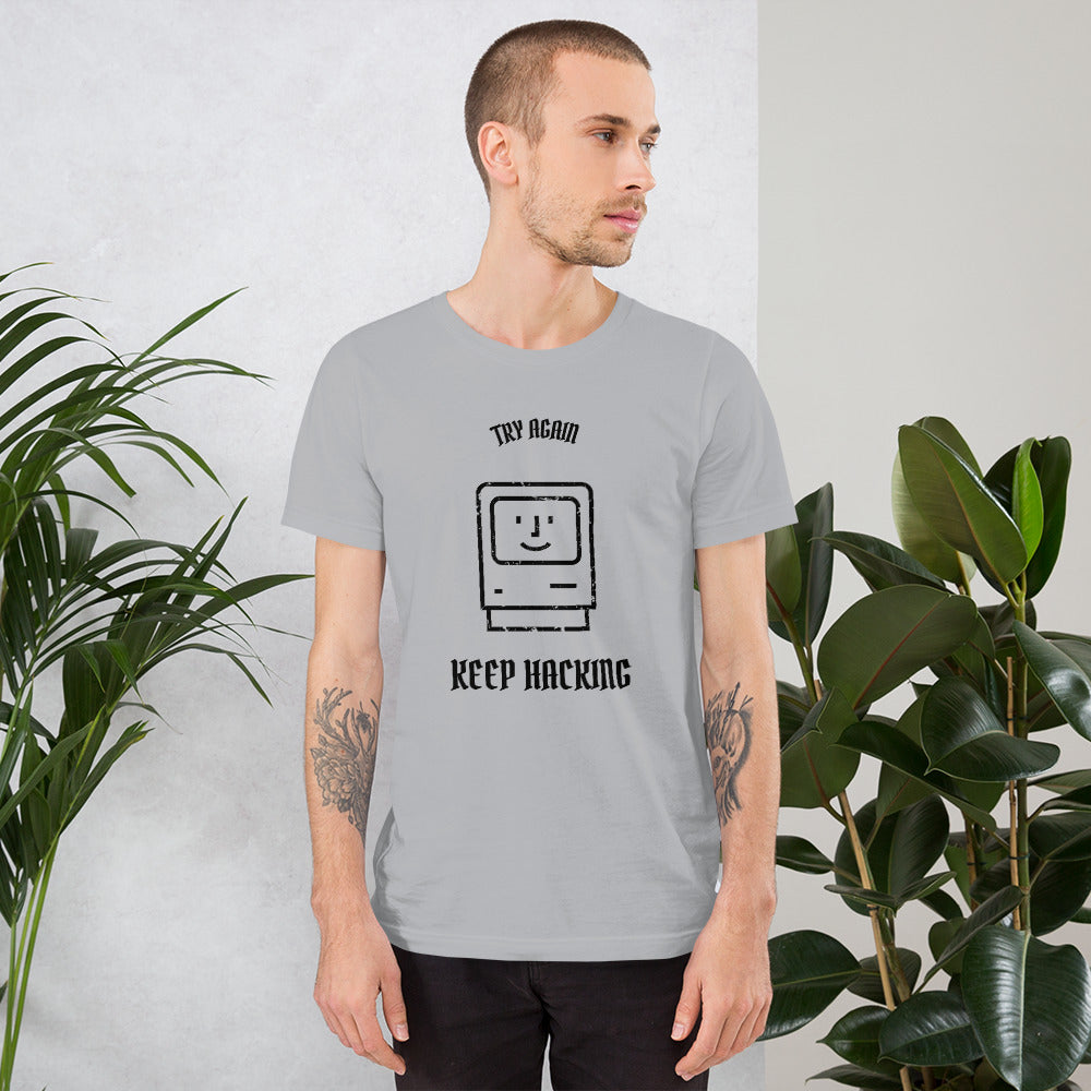 Keep hacking - Short-Sleeve Unisex T-Shirt (black text) by DarkByteGear