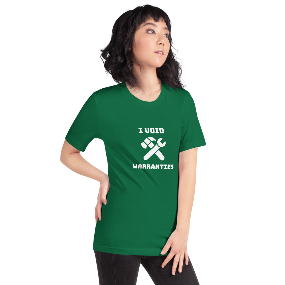 I void warranties - Short-Sleeve Unisex T-Shirt (white text) by DarkByteGear