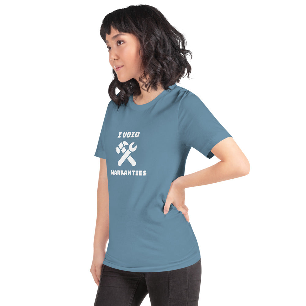 I void warranties - Short-Sleeve Unisex T-Shirt (white text) by DarkByteGear