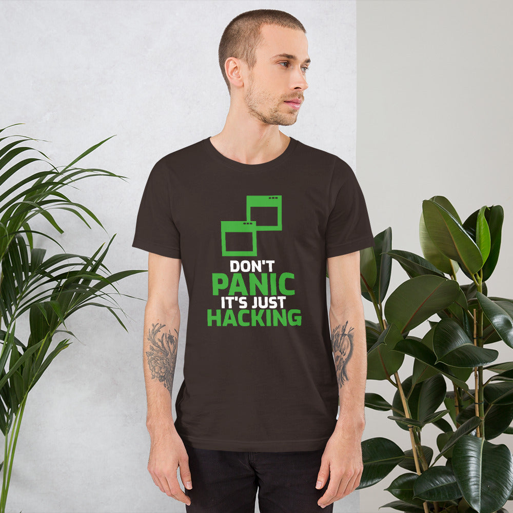 Don't panic it's just hacking - Short-Sleeve Unisex T-Shirt by DarkByteGear
