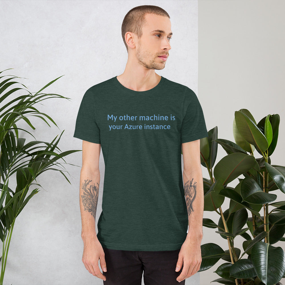 My other machine - Short-Sleeve Unisex T-Shirt (blue text) by DarkByteGear