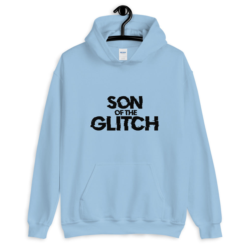 Son of the glitch - Unisex Hoodie (black text) by DarkByteGear