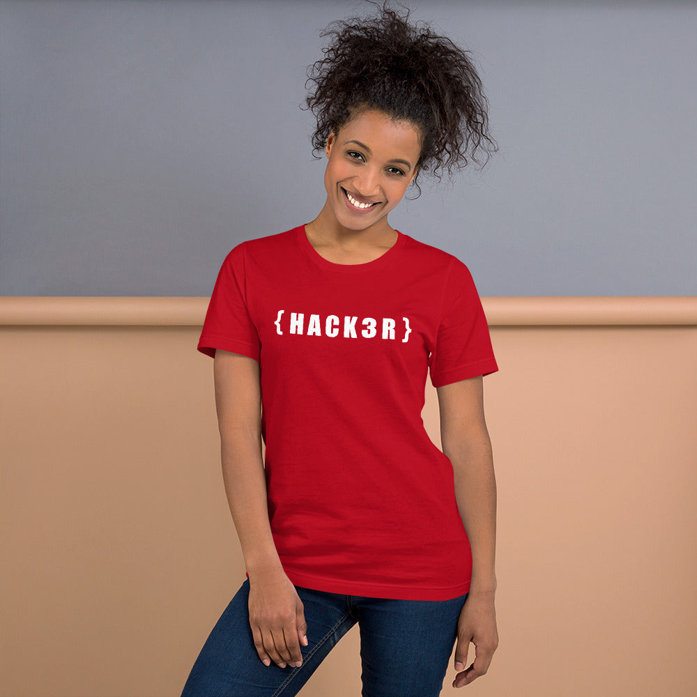{HACKзR} Short-Sleeve Unisex T-Shirt (white text) by DarkByteGear