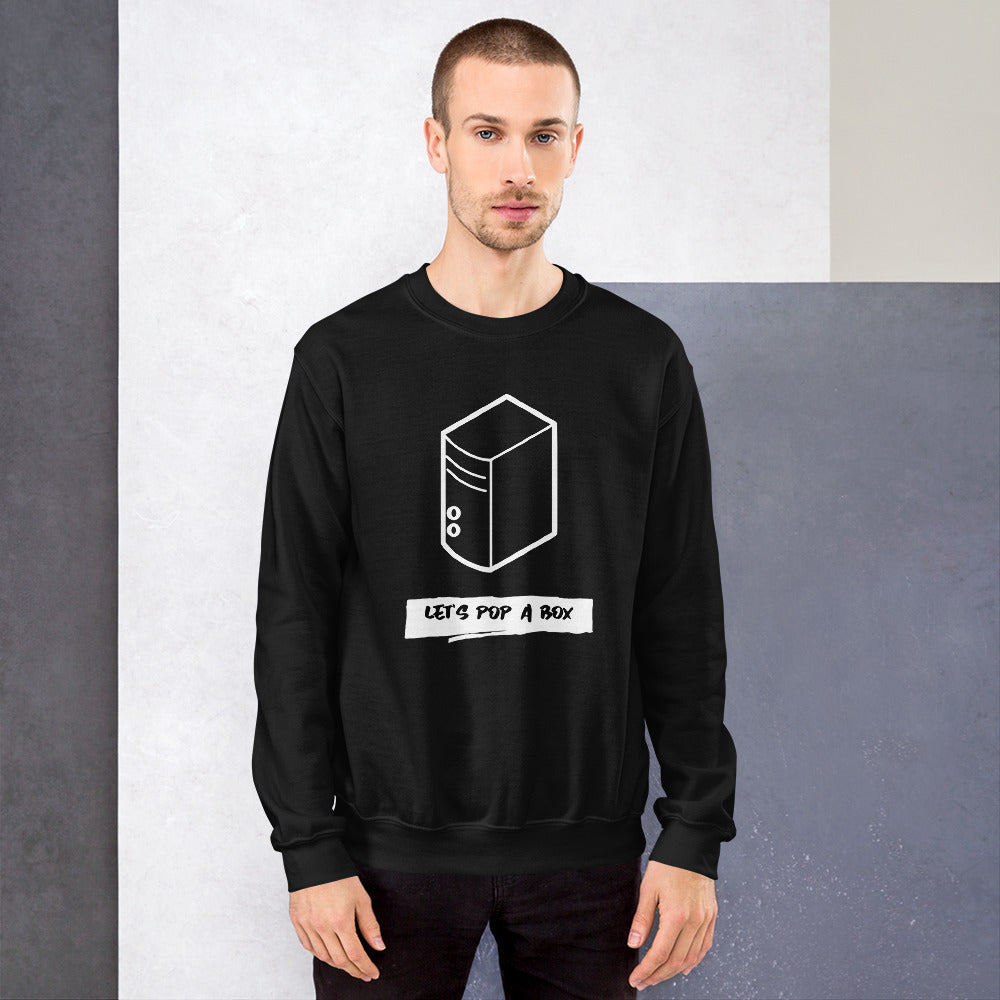 Let's pop a box - Unisex Sweatshirt (white text) by DarkByteGear