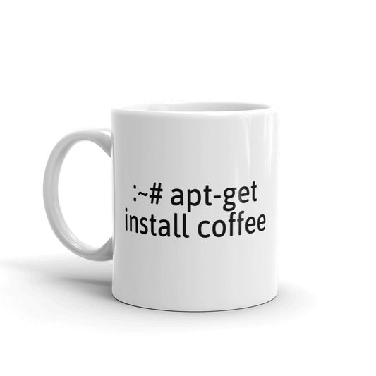 "apt-get install coffee" Hacker Mug (White) by DarkByteGear