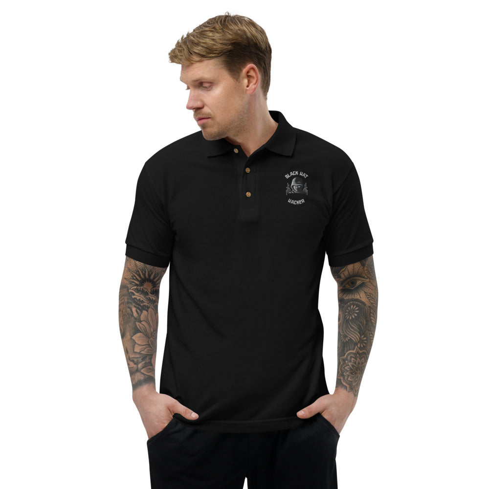 Black Hat Hacker - Embroidered Polo Shirt by DarkByteGear