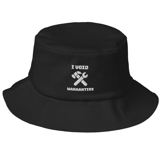 I void warranties - Old School Bucket Hat (white text) by DarkByteGear