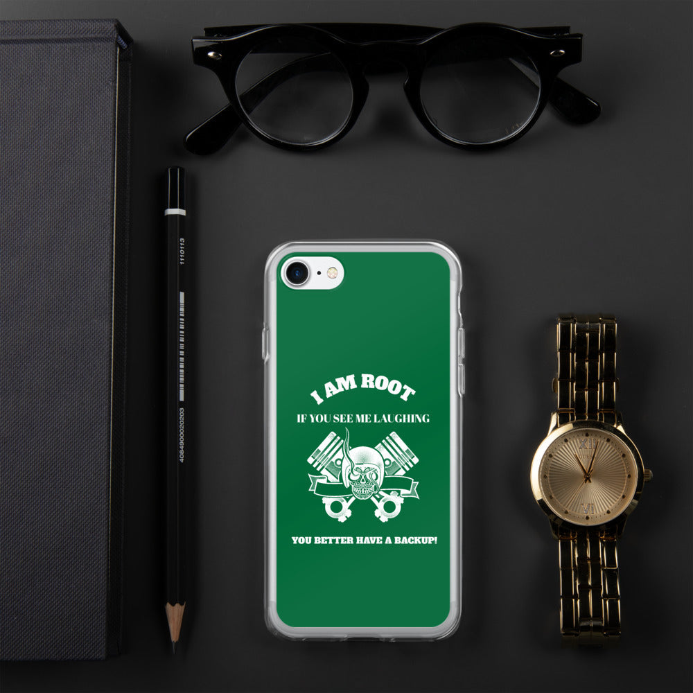 I Am Root If You See Me Laughing You Better Have A Backup - iPhone Case (green) by DarkByteGear