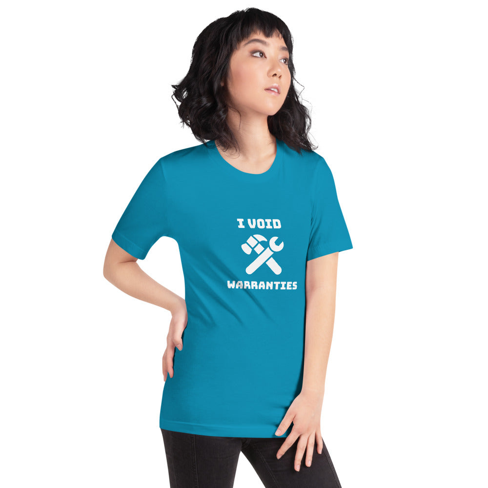 I void warranties - Short-Sleeve Unisex T-Shirt (white text) by DarkByteGear