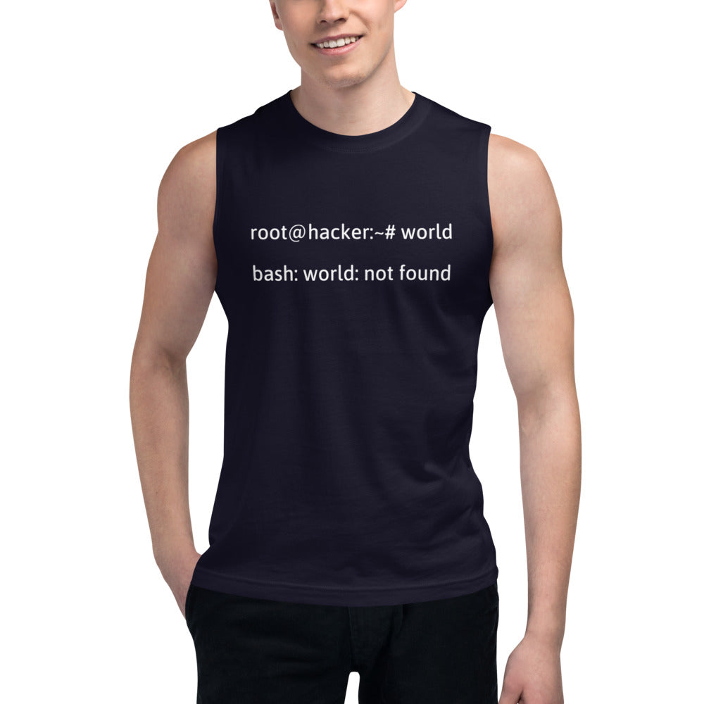 Linux Tweaks - world not found - Muscle Shirt (white text) by DarkByteGear