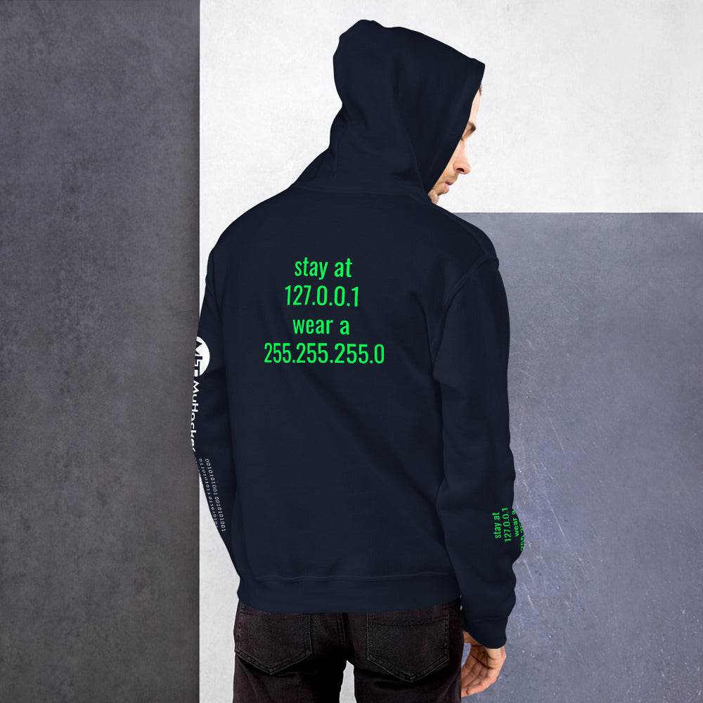 stay at at home, wear a mask - Unisex Hoodie (with all sides design ) by DarkByteGear