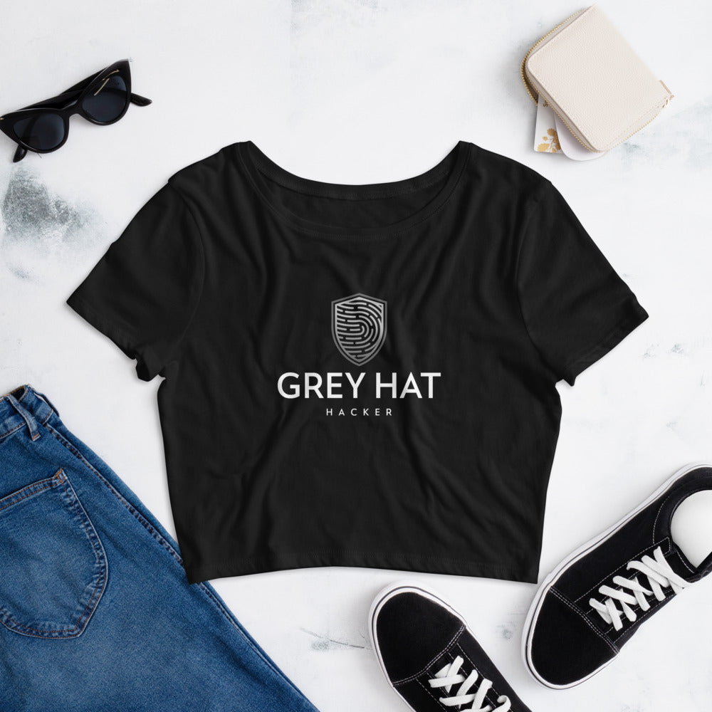 Grey Hat Hacker v1 - Women’s Crop Tee by DarkByteGear