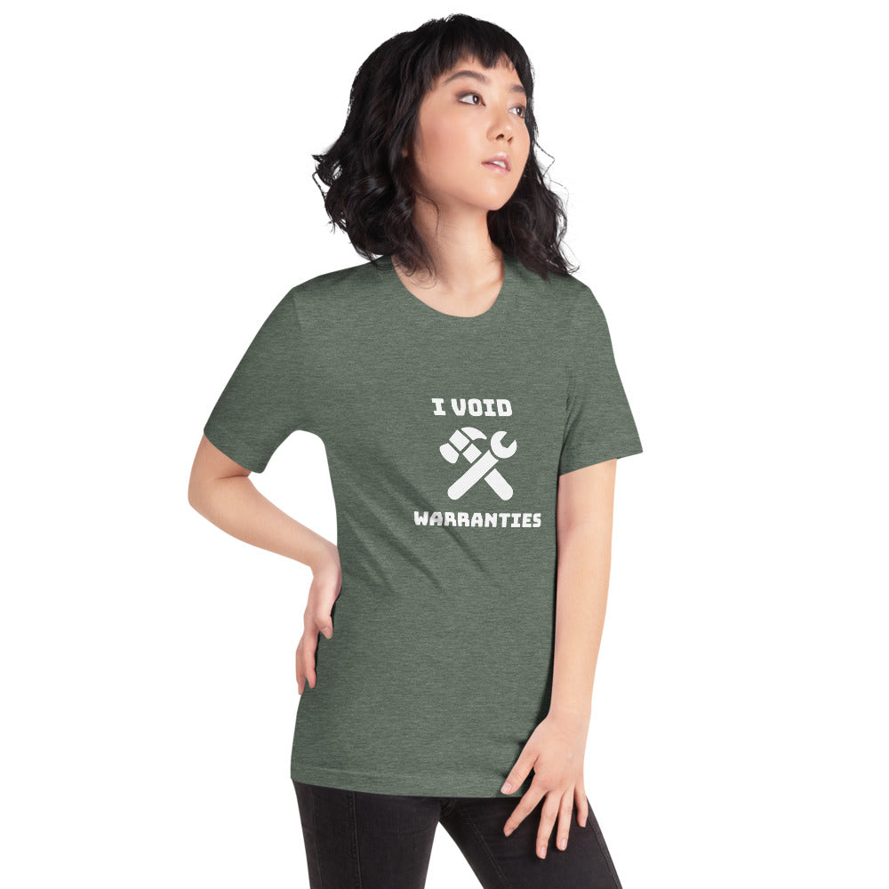 I void warranties - Short-Sleeve Unisex T-Shirt (white text) by DarkByteGear
