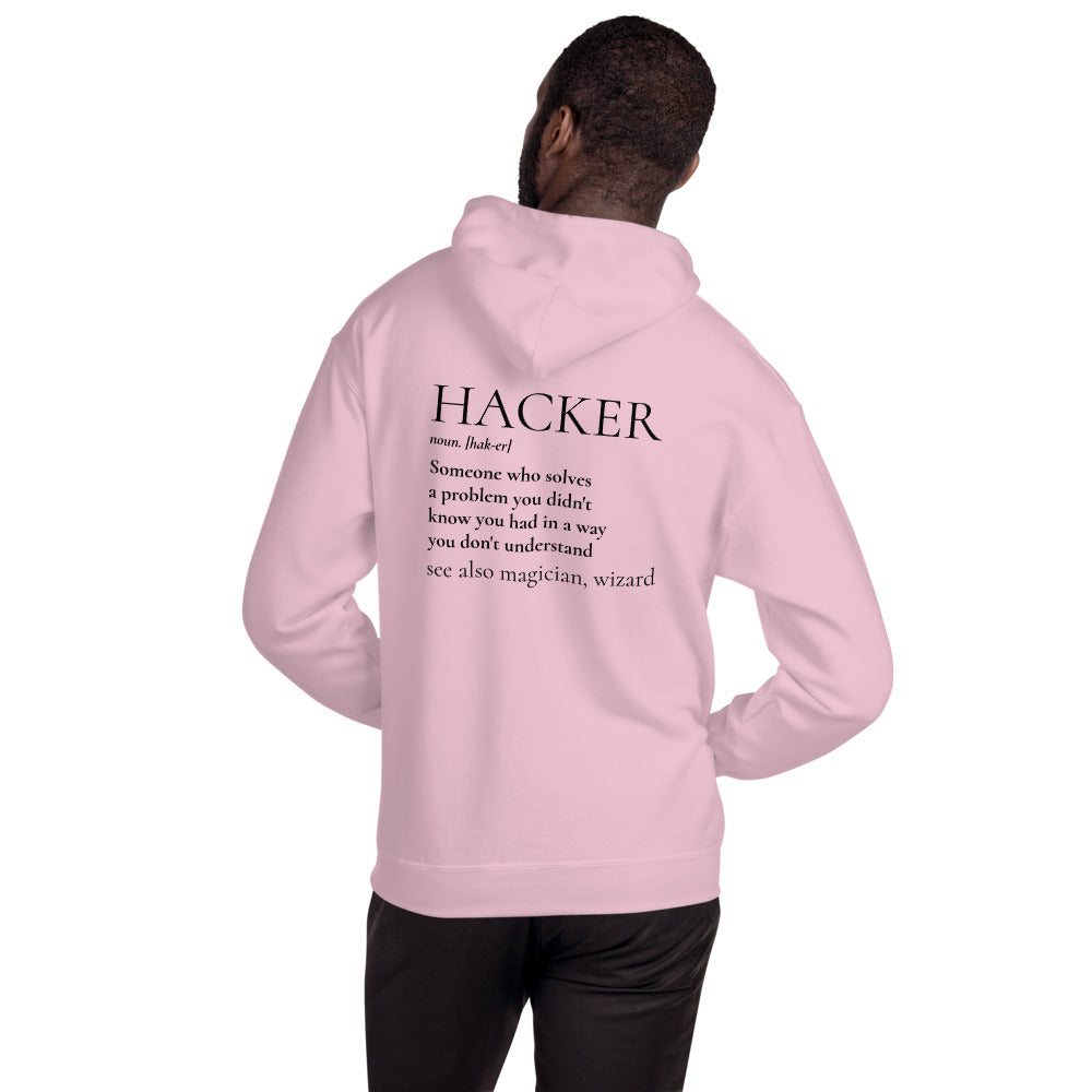 HACKER noun. [hak-er] - Unisex Hoodie (black text) by DarkByteGear