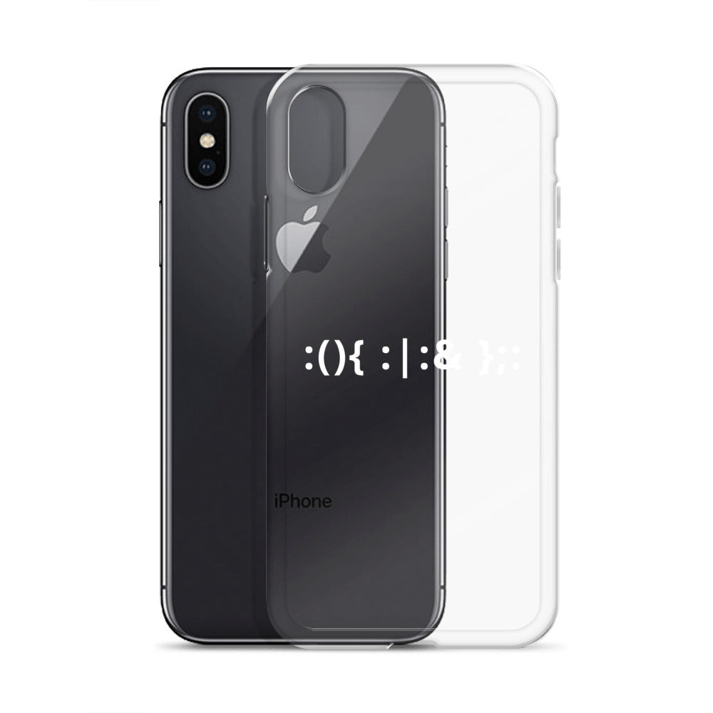 Linux Hackers - Bash Fork Bomb - White Text iPhone Case by DarkByteGear