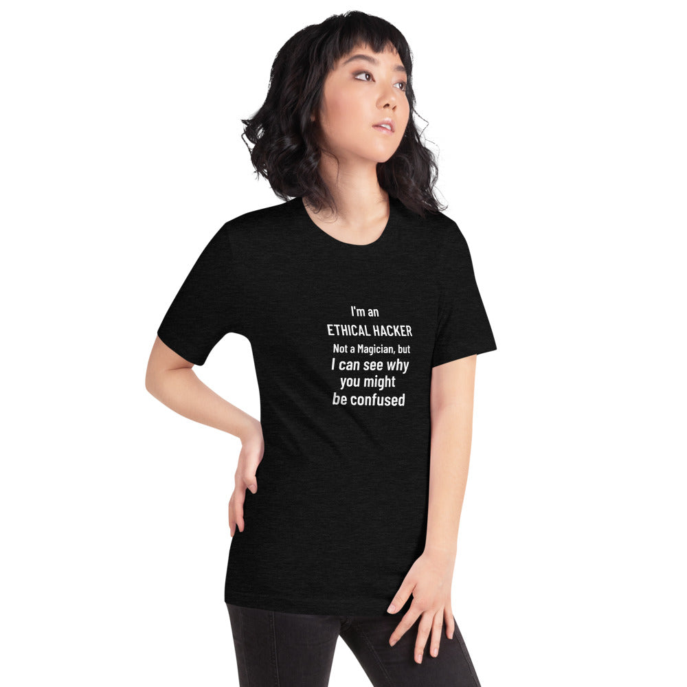I'm an ethical hacker - Short-Sleeve Unisex T-Shirt (white text) by DarkByteGear