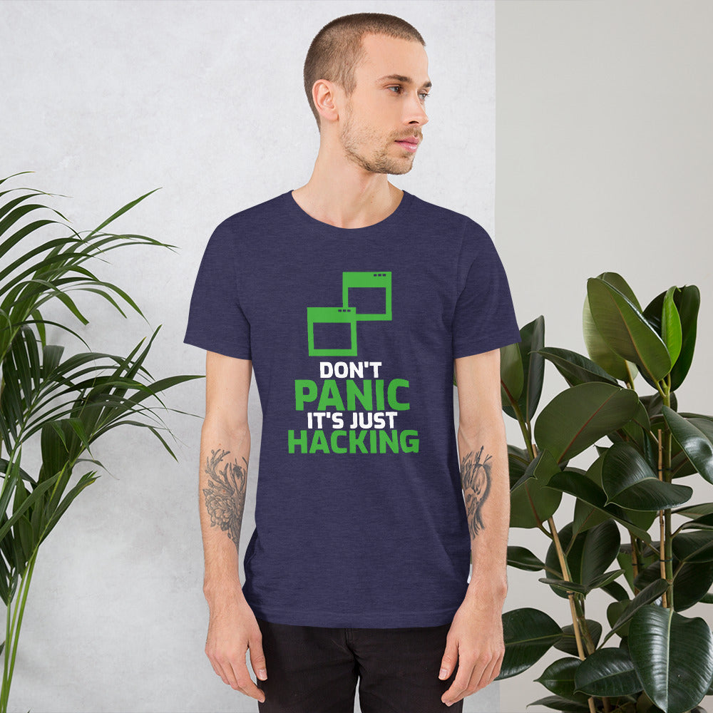 Don't panic it's just hacking - Short-Sleeve Unisex T-Shirt by DarkByteGear