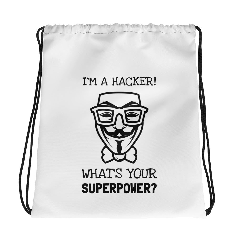 I'm a hacker! What's your superpower? - Drawstring bag by DarkByteGear