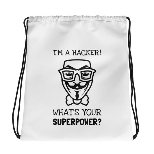 I'm a hacker! What's your superpower? - Drawstring bag by DarkByteGear