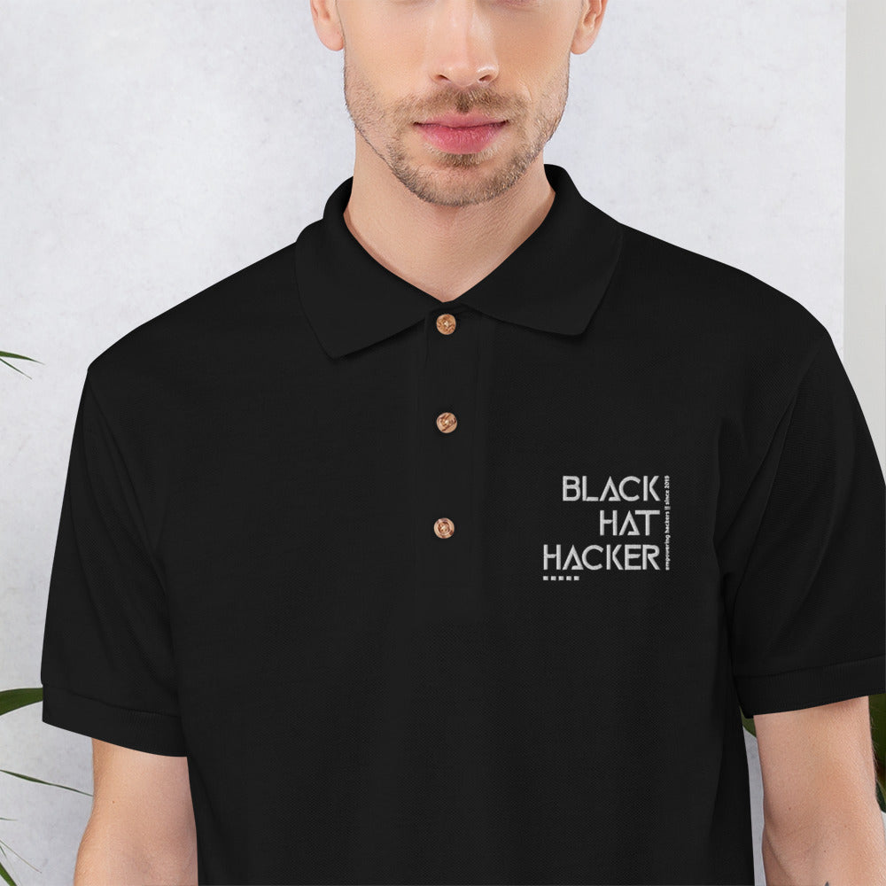 Black Hat Hacker v1 - Embroidered Polo Shirt by DarkByteGear