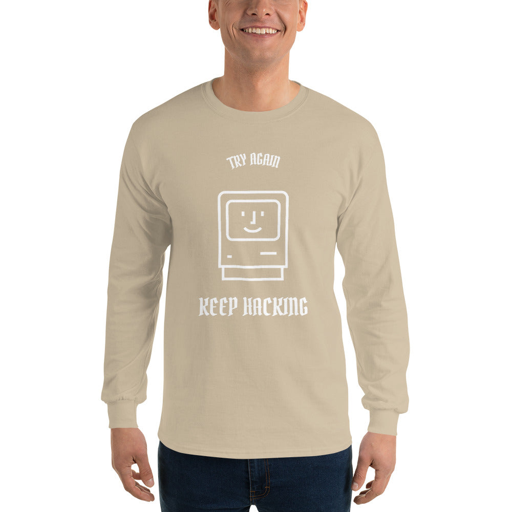 Keep hacking - Long Sleeve T-Shirt (white text) by DarkByteGear