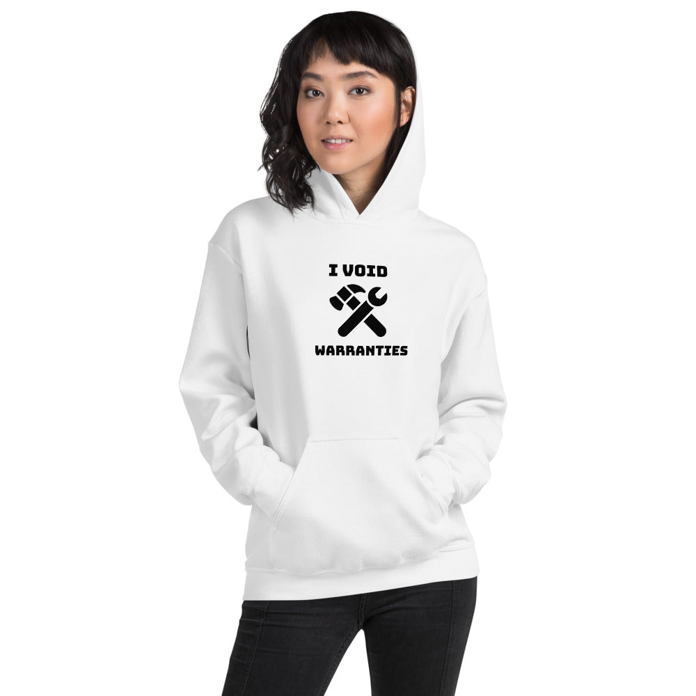 I void warranties - Unisex Hoodie (black text) by DarkByteGear