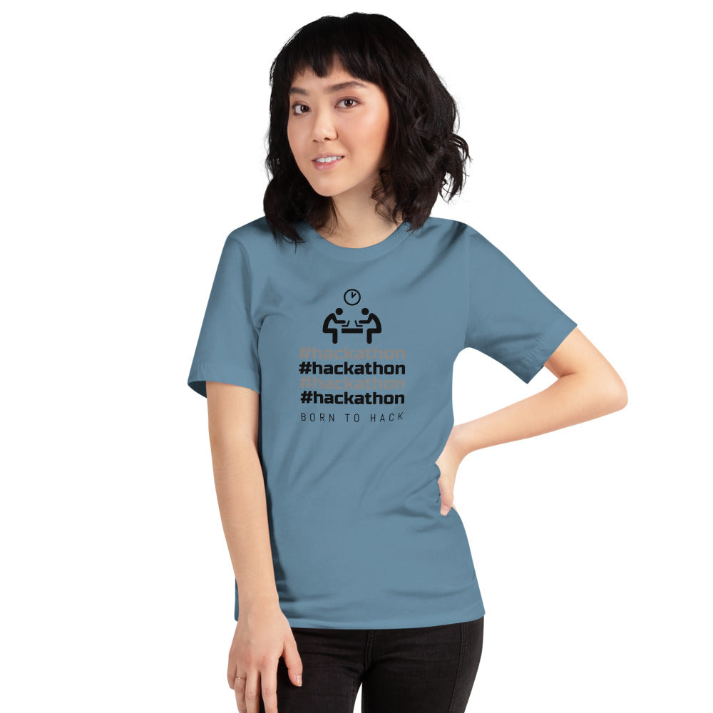 #hackathon - Short-Sleeve Unisex T-Shirt (black text) by DarkByteGear