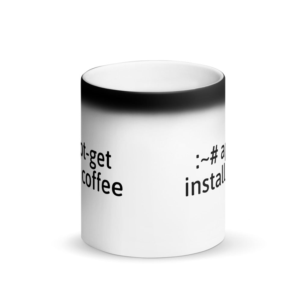 "apt-get install coffee" Hacker Mug (Matte Black Magic) by DarkByteGear