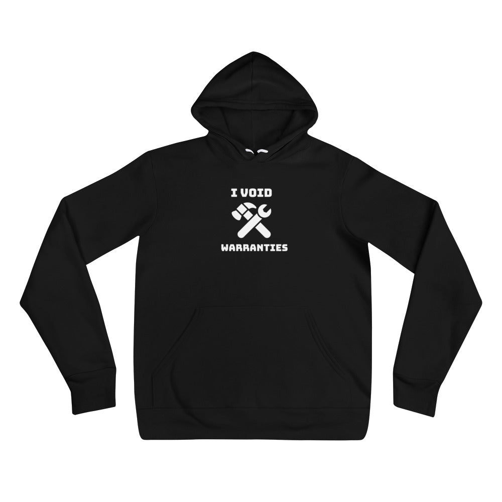 I void warranties - Unisex hoodie (white text) by DarkByteGear
