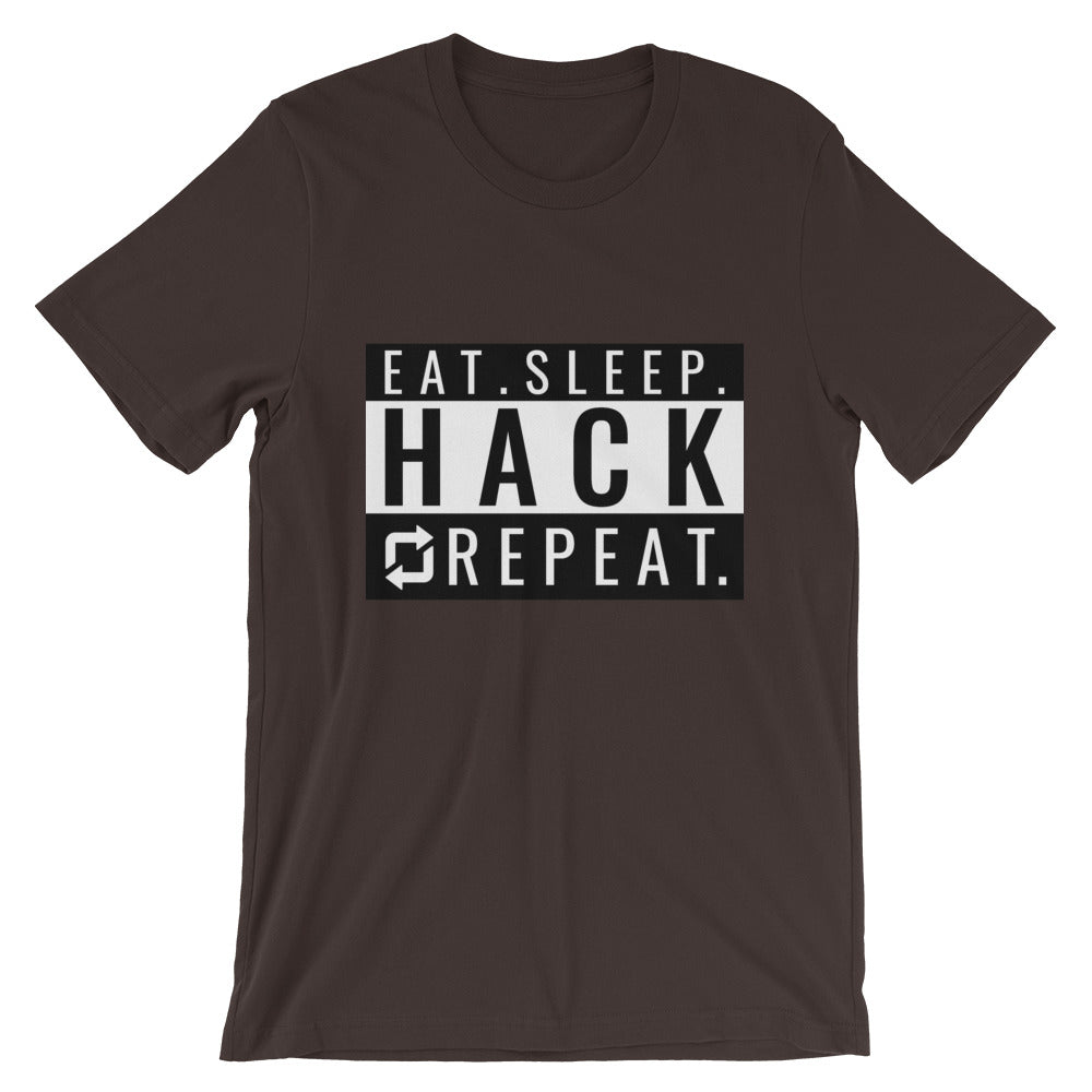 Eat seep hack repeat - Short-Sleeve Unisex T-Shirt (back) by DarkByteGear