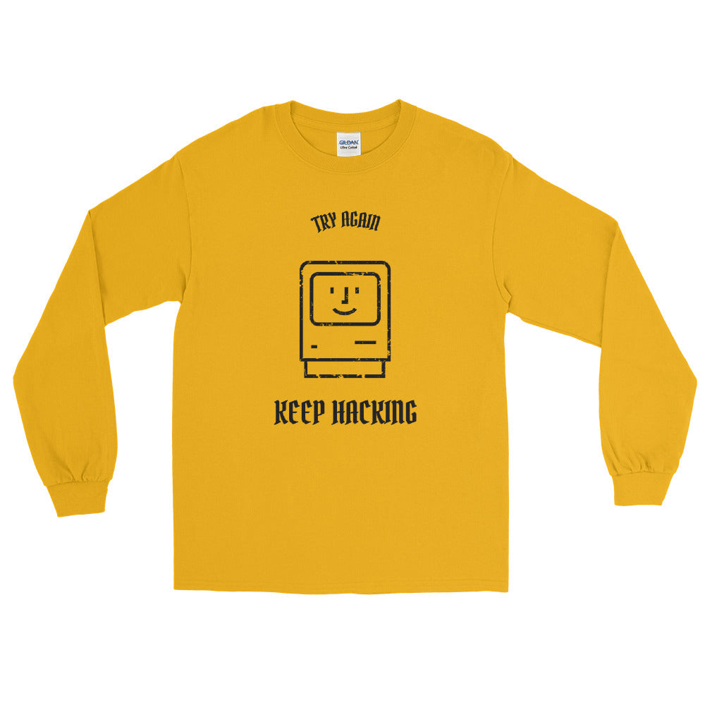 Keep Hacking - Long Sleeve T-Shirt (black text) by DarkByteGear