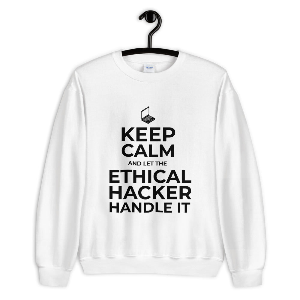 Keep Calm and let the ethical hacker handle it - Unisex Sweatshirt (black text) by DarkByteGear